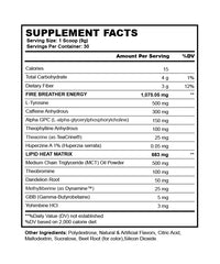 Legacy Fire Thermogenic Pre-Workout, Supplement Facts